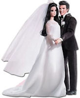 Barbie poppen Elvis en Priscilla Presley in trouwkleding 